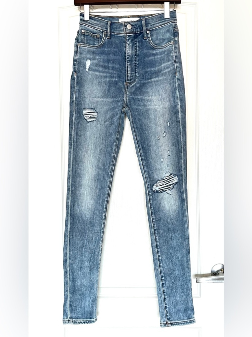 Denim Forum Aritzia The Lola High Rise Skinny Jeans Blue Wash 26 Italian Organic